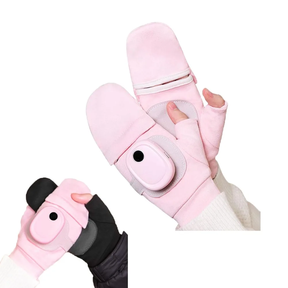 

Перезаряжаемые женские перчатки без пальцев с подогревом, хлопковые умные термостатические мужские перчатки с подогревом, утолщенные морозостойкие грелки для рук