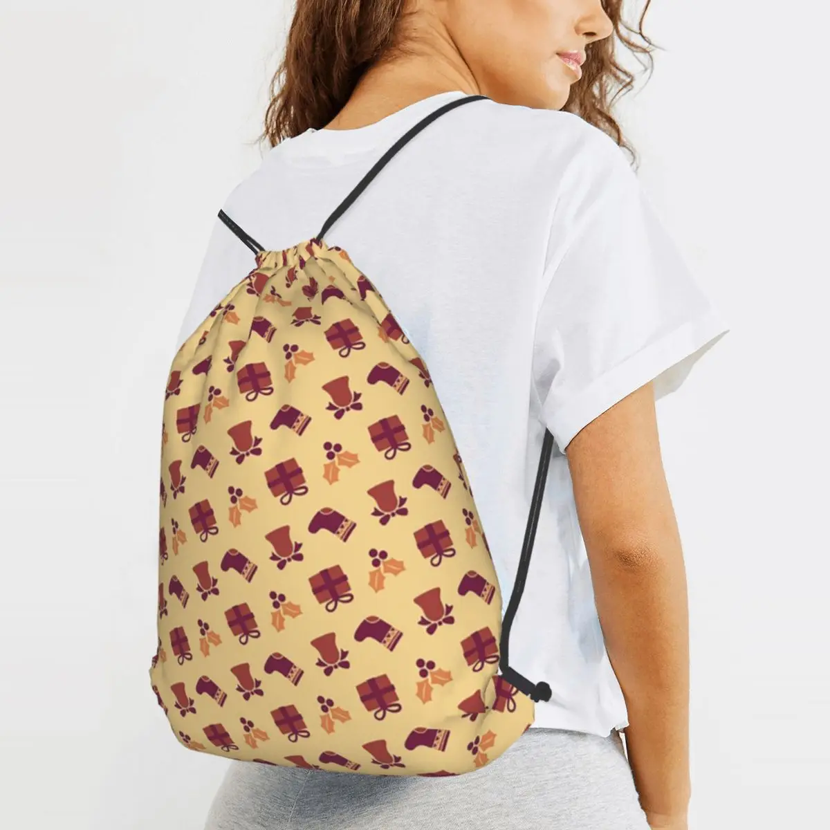 Mid Century Snow Backpacks Fashion Drawstring Bags Shoes Bag Book Bags for Man Woman Students