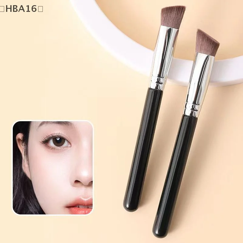 [HBA16] 나무 손잡이 파운데이션 컨실러 브러쉬 삼각형 프리미엄 컨투어 블러셔 브러쉬 완벽한 언더 아이 브러쉬
