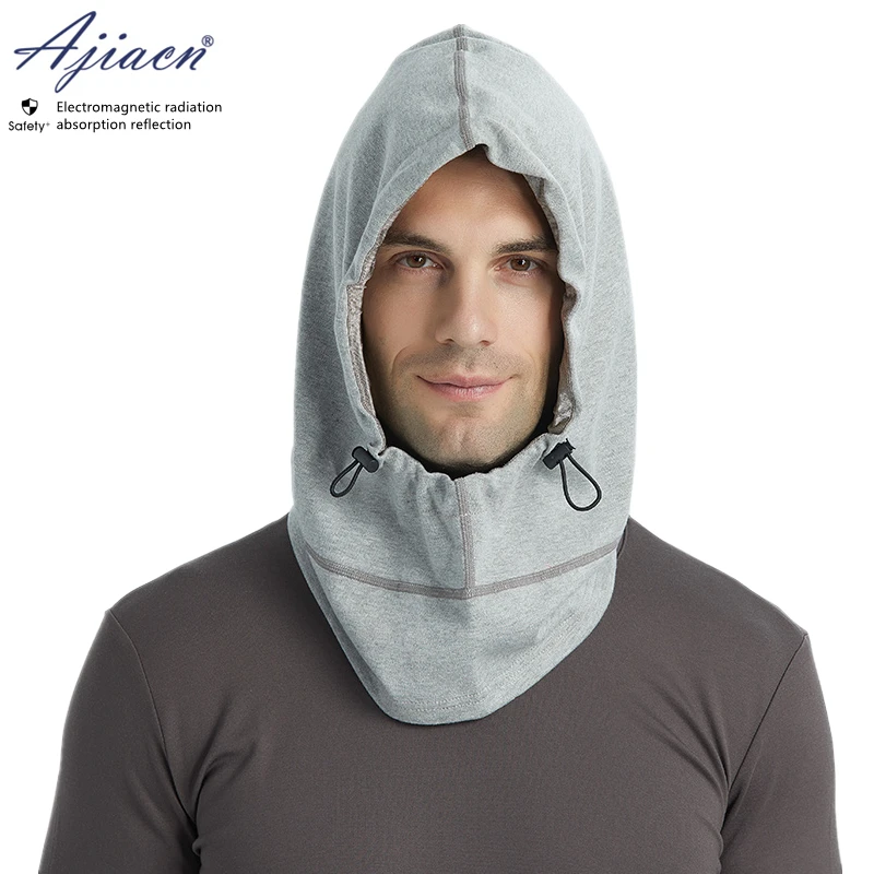 Genuine Electromagnetic radiation protective 100% silver fiber knitted lining hood cap 5G communication EMF shielding hood cap