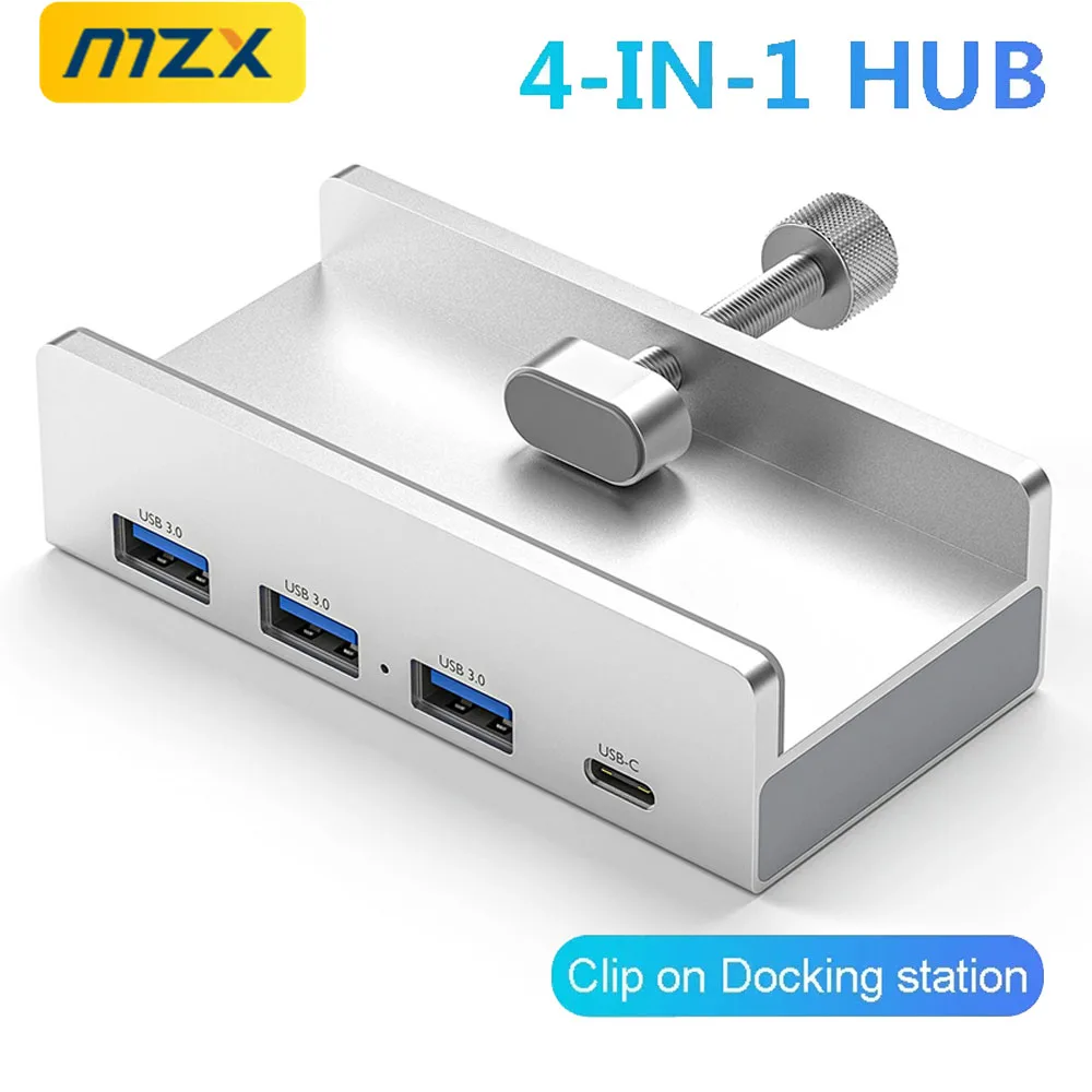 MZX Clip Aluminium USB HUB 3.0 Docking Station 3 0 Multi-hub Splitter Adapter A C Extension Concentrator Desktop PC USB Hub Dock