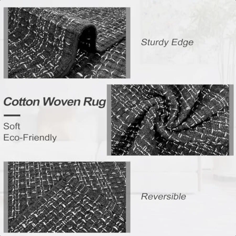 Washable Area Rug 3' x 5' Woven Cotton NonShedding Kitchen Rugs Braided Farmhouse Rug Indoor Door Mats for Entryway Bedroom Liv