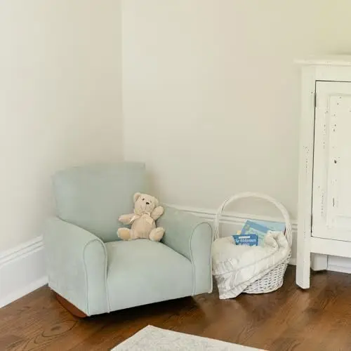 Toddler Rocking Chair, Upholstered Kids Armchair, Cute Seafoam Green Rocker