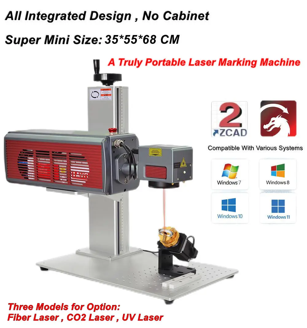 Portable Mini Fiber Laser Marking Machine 20W/30W/50W DXF/PLT Support Air-Cooled High-Speed No Cabinet