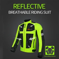 Motorcycle Riding Clothes Motorbike Fluorescent Green High Visibility Warning Breathable Racing Reflective Cycling Safety Jacket
