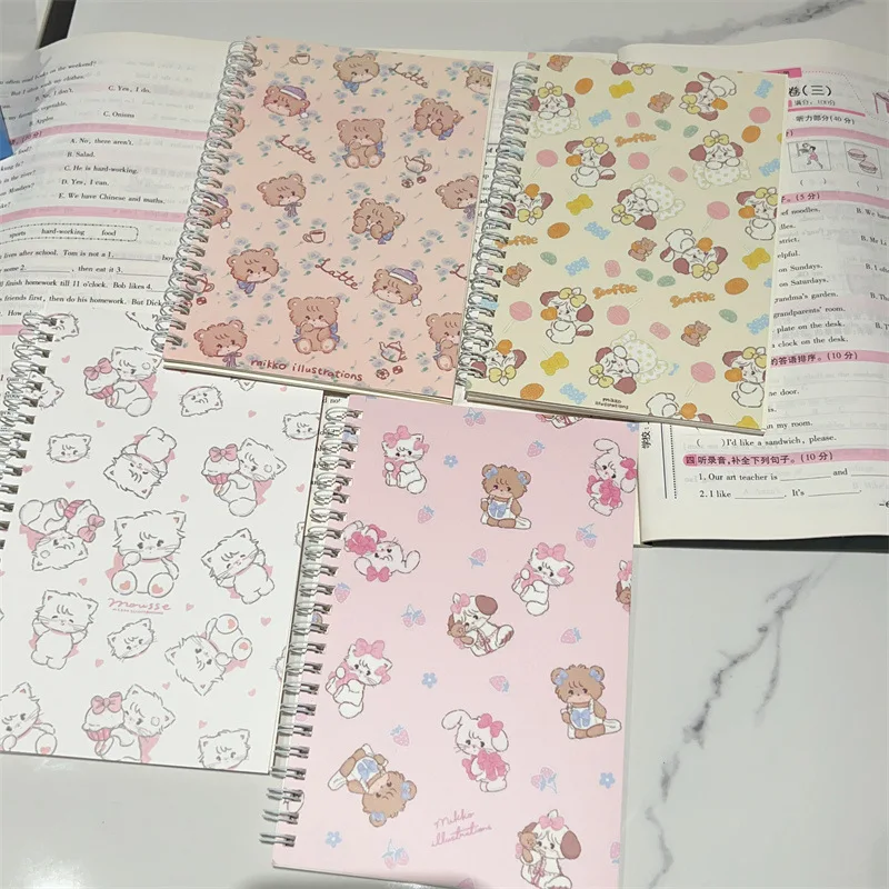 4pcs Mikko A5 Coil Notebook Cartoon Cute Student Notebook Notepad Student Study Stationery Kids Gift