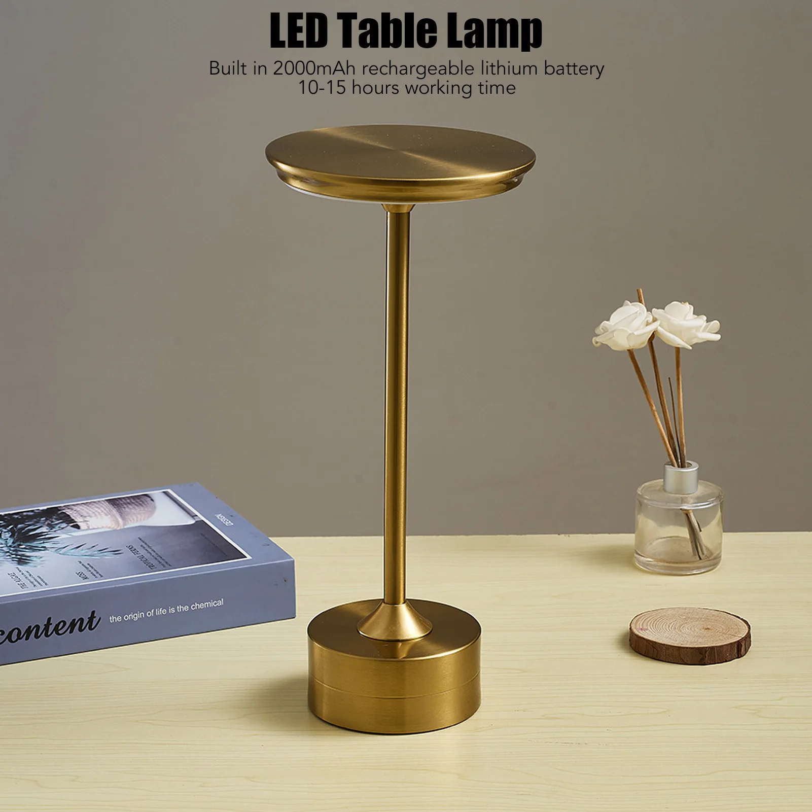 

Cordless Table Lamp Rechargeable 2000mAh 3 Levels Brightness Portable USB C LED Metal Bedside Lamp LED Metal Table Lamp