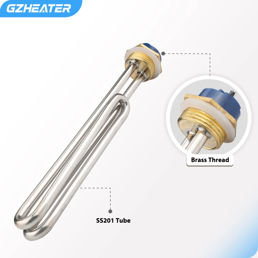 GZHEATER 3KW 220V 접이식 태양열 온수기 파이프 DN25 1 인치 BSP 스레드 전기 히터 용 스테인레스 스틸 가열 요소