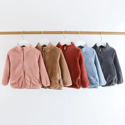 Autumn Winter Children Girls Clothes Baby Coat Solid Color Kids Clothes Thickened Jacket Casual Toddler Costume Child Sportswear