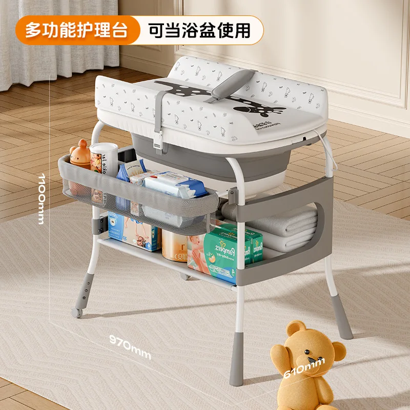 Table à langer 2-en-1, table de soins pour bébé, table de massage pour nouveau-né, table à langer mu