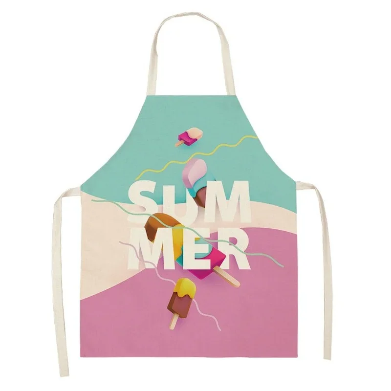 Color Printed Linen Apron Custom-made Parent-child Kitchen Household Apron Household Anti-fouling Decoration Kindergarten Apron