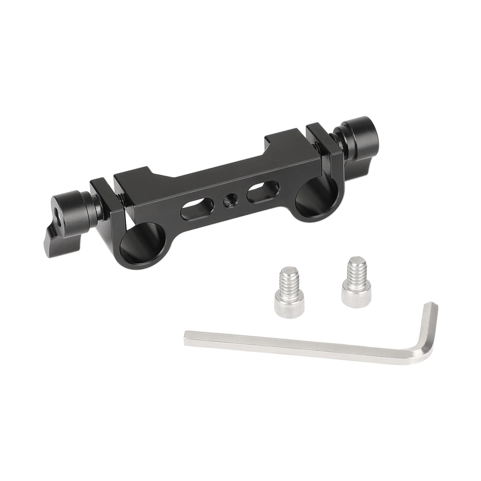 CAMVATE Standard 15mm Dual-port Railblock Clamp With Central Unthreaded Mounting Points For DSLR Camera 15mm Rail Rod Supporting