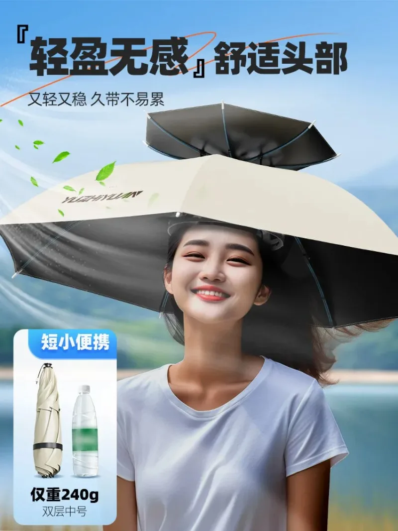 Umbrella hat Head-mounted umbrella Fishing special head Bamboo hat Umbrella Head-mounted sun hat
