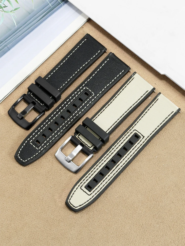 Canvas silicone watch strap compatible with MIDO Mido helmsman M038/M005 series waterproof rubber watch chain accessories