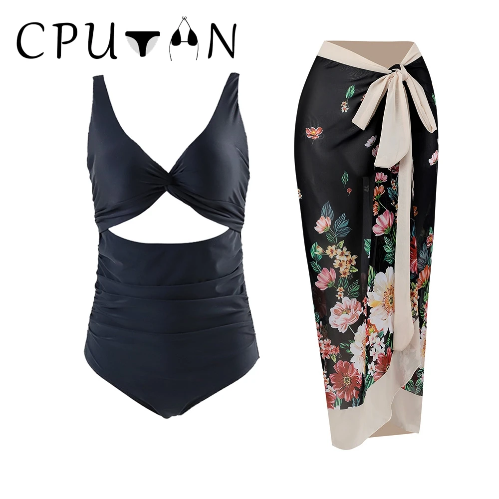 CPUTAN 2024 Sexy Push Up Bikini Set Tummy Control One Piece Swimwear Women Swimsuit Skirt Female Brazilian Biquini Bathing Suit