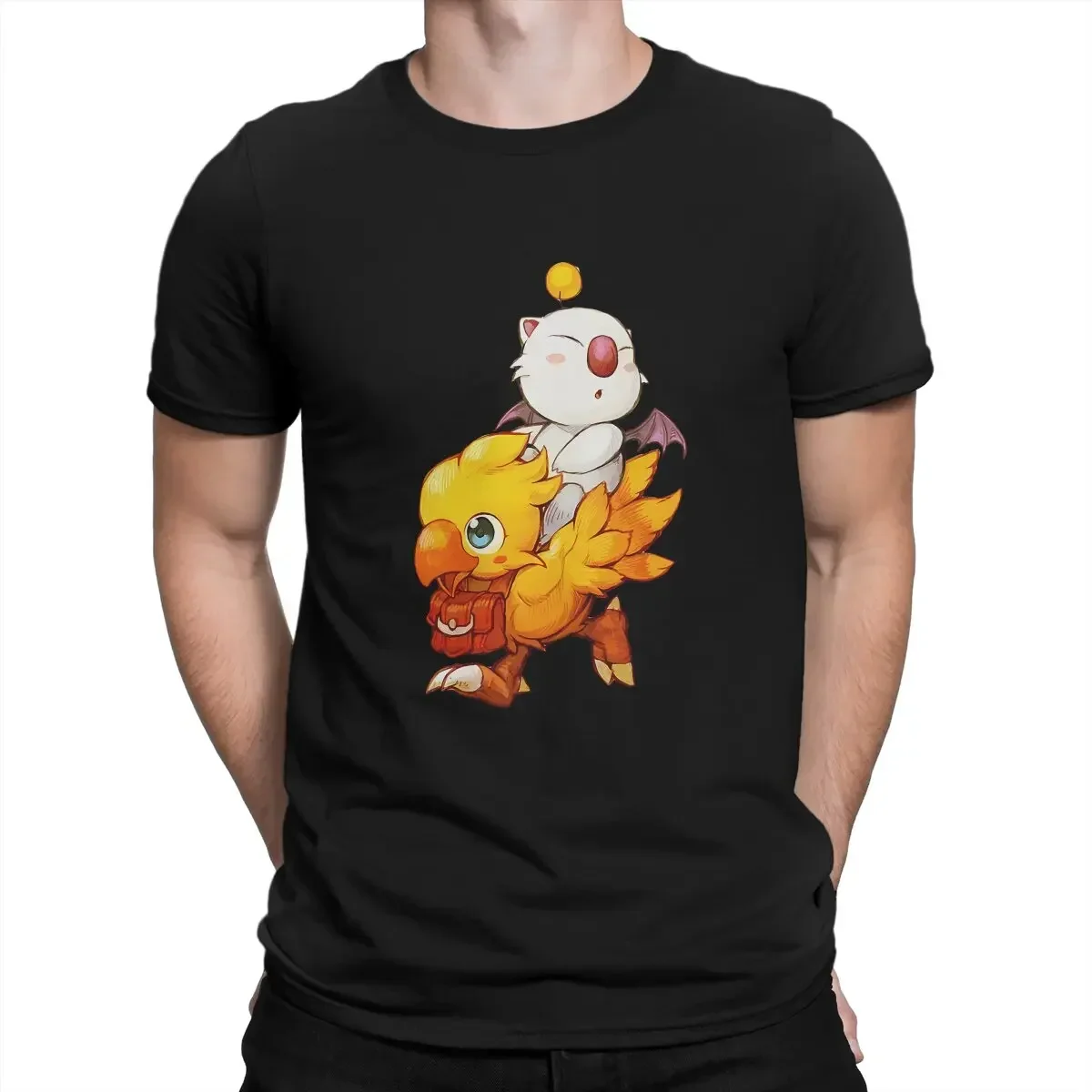 Vintage Fashion Summer Polyester Streetwear Harajuku T Shirt men clothing Final Fantasy Chocobo Moogle Tshirt Graphic Men Tops