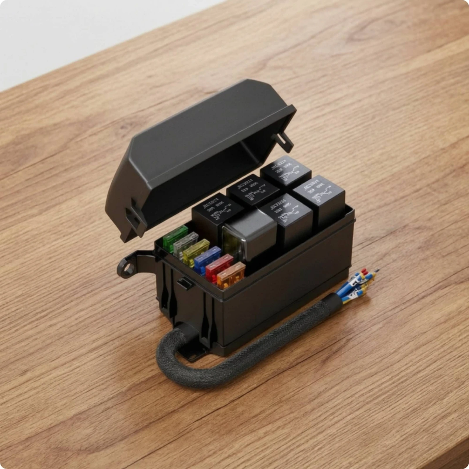 Fuse Relay Box with Harness 6-Way Fuse and Relay Box Universal Flame Retardant for DIYers, Engine Bay, Auxiliary Circuits