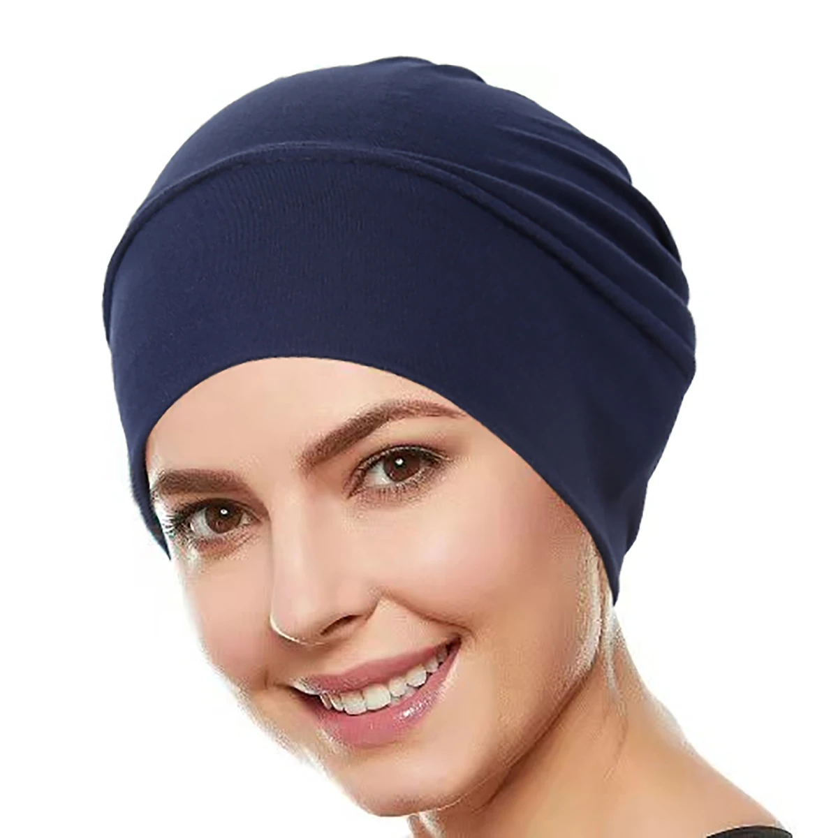 Ramadan Solid Color Women Muslim Hijab Caps Wrap Head Soft Elastic Turban Bonnet Chemo Cap Headdress Wearable