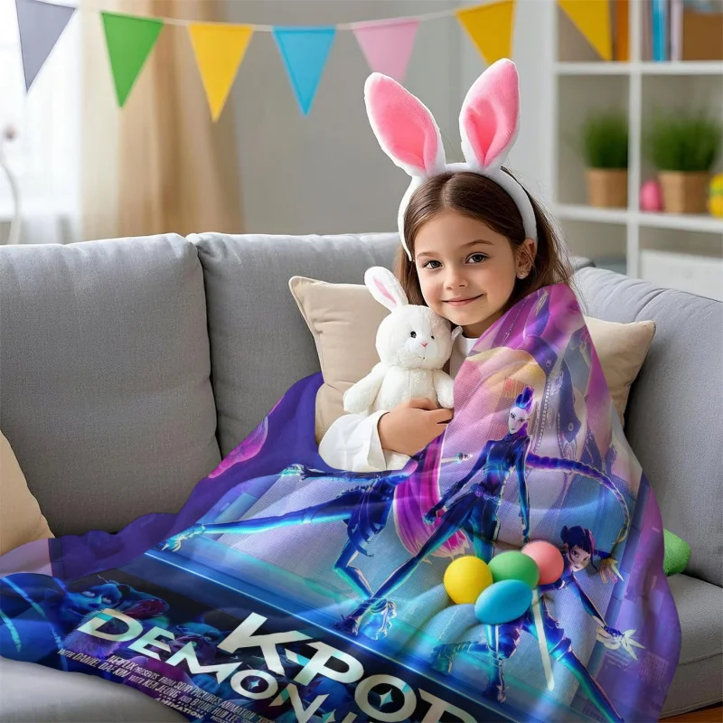 K-Pop شيطان الصيادين بطانية الفتيات الفتيان أفخم رمي بطانية الجدة بطانية دافئة كل موسم هدية ل أريكة تتحول لسرير مكتب رحلة التخييم