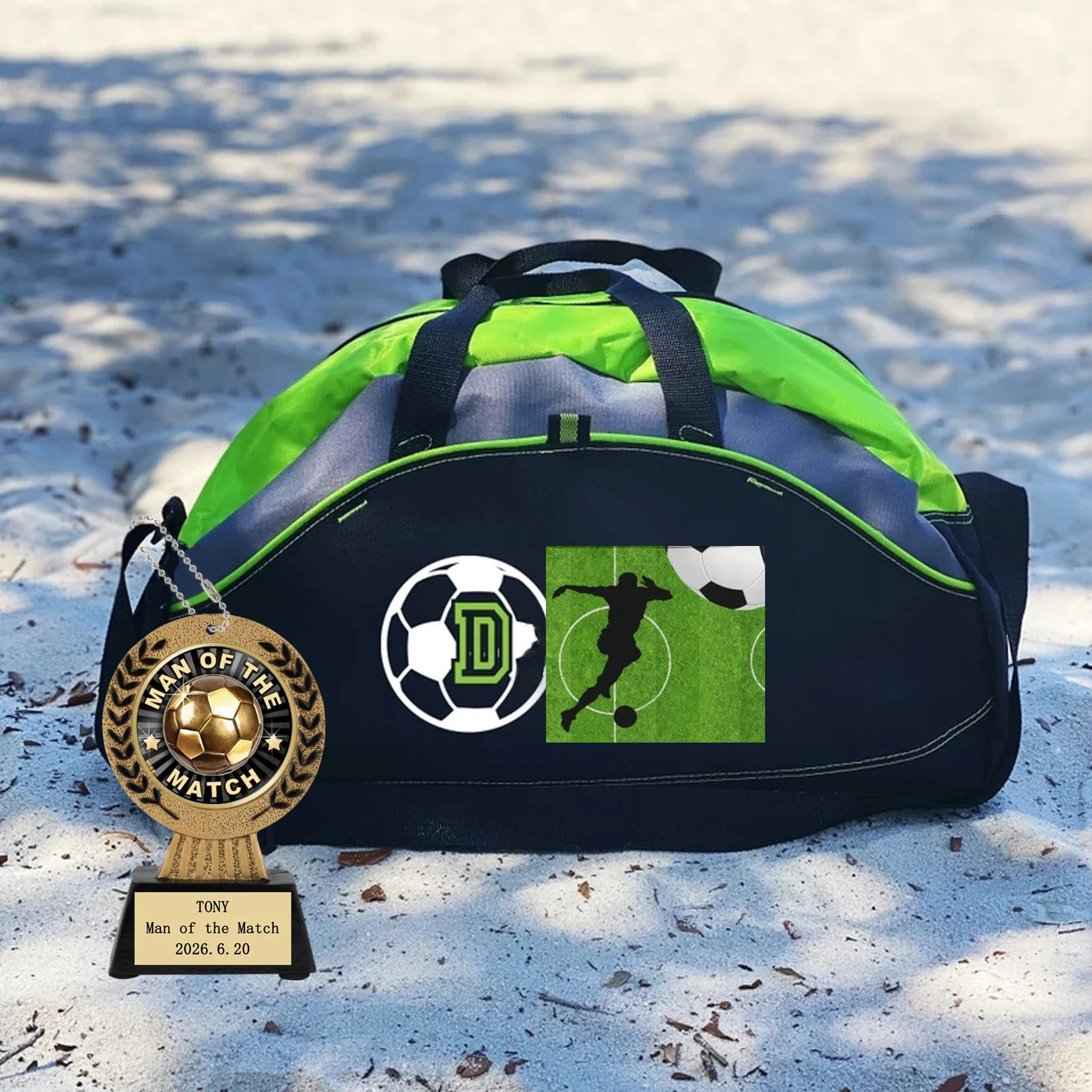 

Diy Customized Football Award Trophy Shape Medals Car Mirror Hanging Accessories for Athletes/teams/friend Keychain Gifts