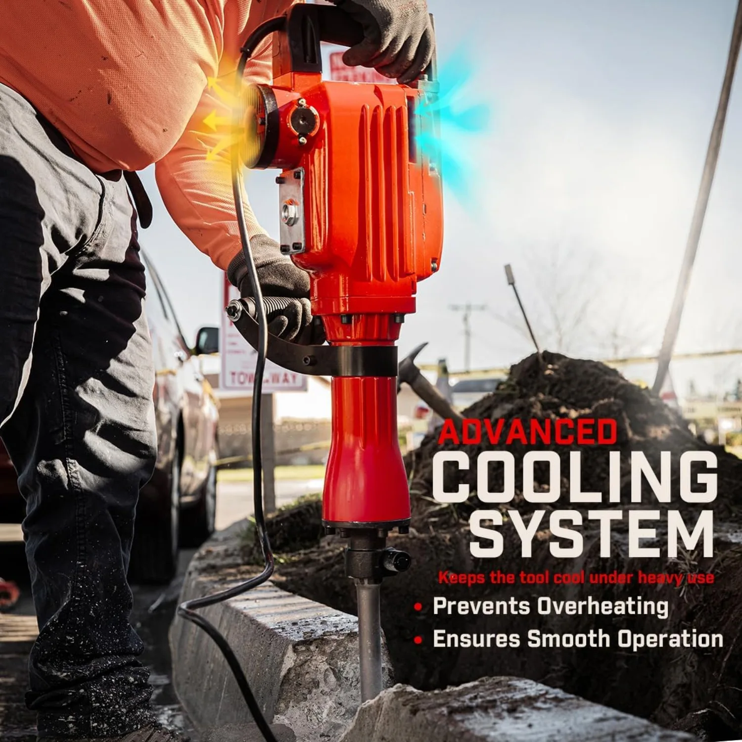 2200W Demolition Electric Jack Hammer Power Drill Concrete Breaker Bar Point & Chisel Bits Chisel Set