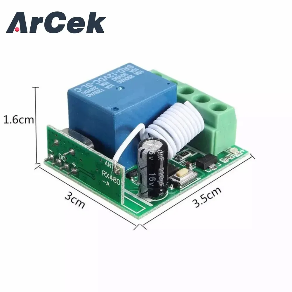 433MHz DC 12V Wireless Relay Switch Module 1 Channel RF Remote Control Switch Heterodyne Receiver Module Board