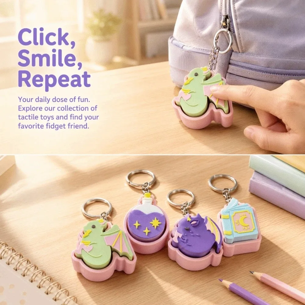3D Printed Fantasy Flying Dragon Clicker Keychain Creative Funny Special Shape Keycap Pendant Keyboard-style Decorative