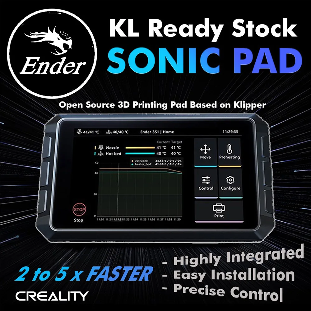 

Creality Sonic Pad 7-дюймовый RAM 2G ROM 8G 64-битный Klipper Прошивка Печать Скорость Модель Предварительный просмотр в реальном времени Новое обновление