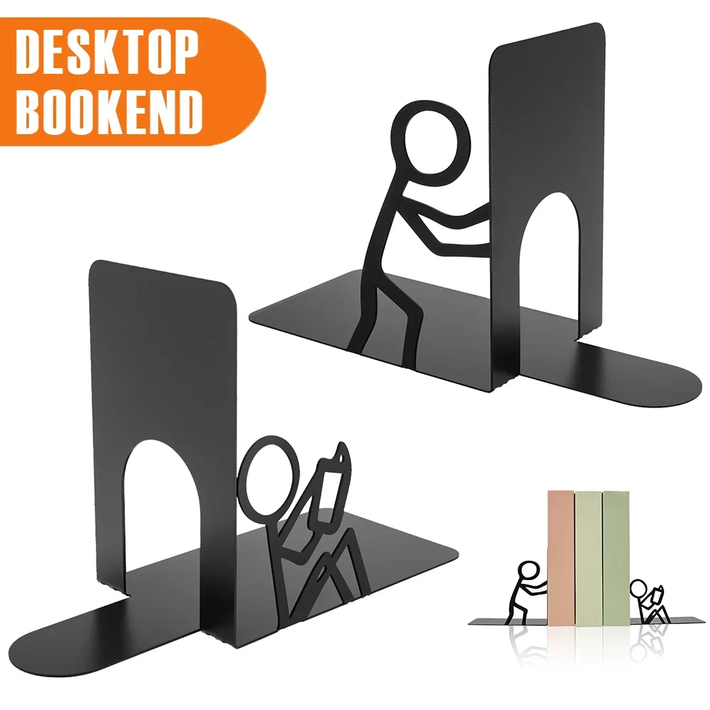 

Набор из 2 металлических декоративных подставок для книг, нескользящий органайзер для документов, стойка для хранения книг, устойчивый настольный фиксатор для книг