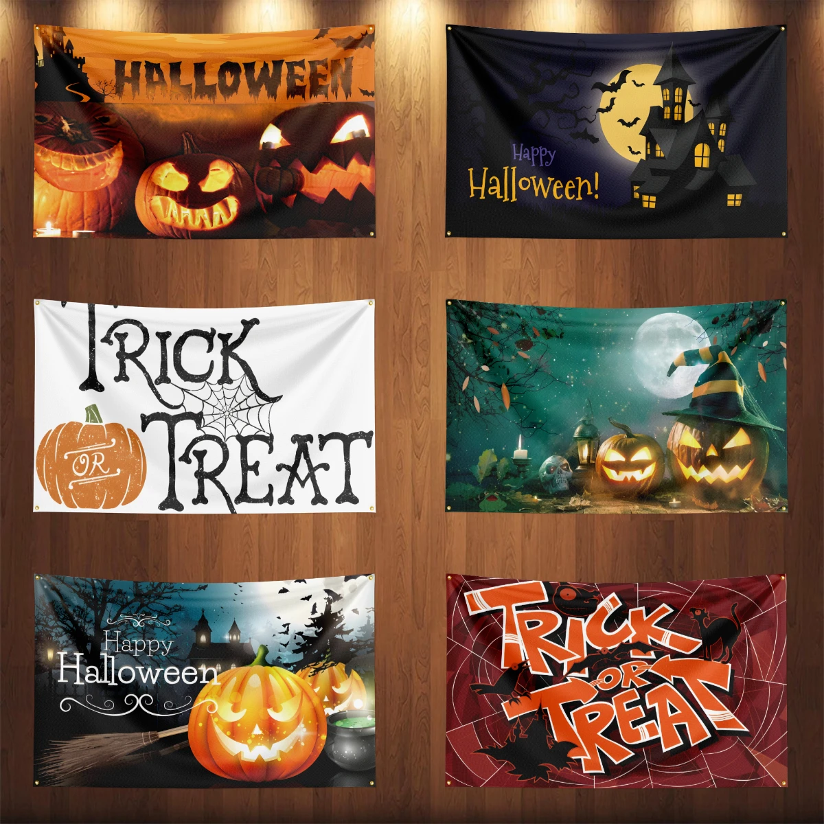 

90x150CM HAPPY HALLOWEEN Trick or treat Flag Polyester Digital Printed Banner Tapestry curtain halloween decor