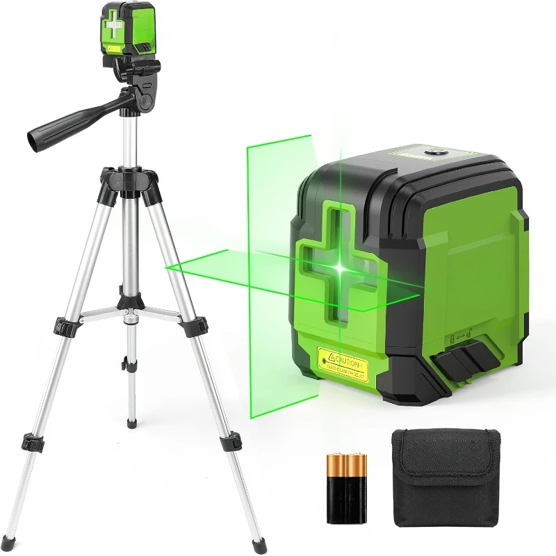 Huepar 98Ft Self Leveling Laser Level Green Line Laser Cross Line Laser Leveler Tool for Picture Hanging, Tile