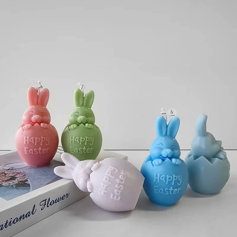 DIY Easter Bunny Silicone Mold for Aromatherapy Candles Eggshell Animal Handmade Soap Diffuser Craft Decorations Supplies