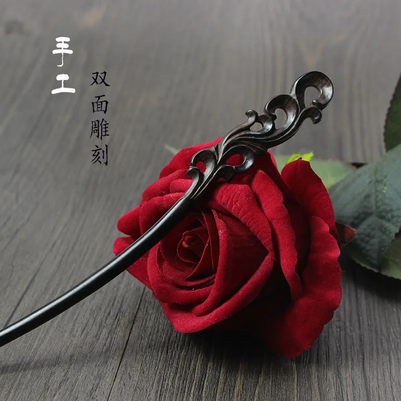 

Fan Shi Handmade Wooden Hairpin Classical Style Ebony Hairpin Disc Hair Hairpin Retro Style Hanfu Headgear Disc Hair Jewelry