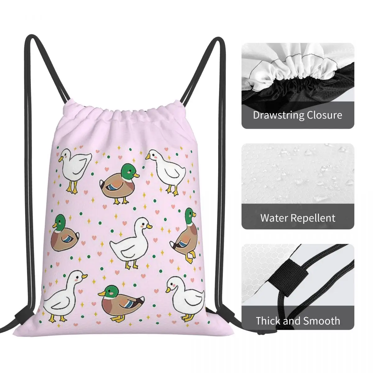 かわいいアヒルパックバックパックファッションポータブル巾着バッグスポーツバッグブックバッグ男性女性学校