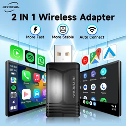 2026 NEW HEYINCAR 2in1 Smart Wireless Android Auto Adapter Carplay Wireless For Volvo Mg Benz Hyundai Fiat Mazda Opel Audi