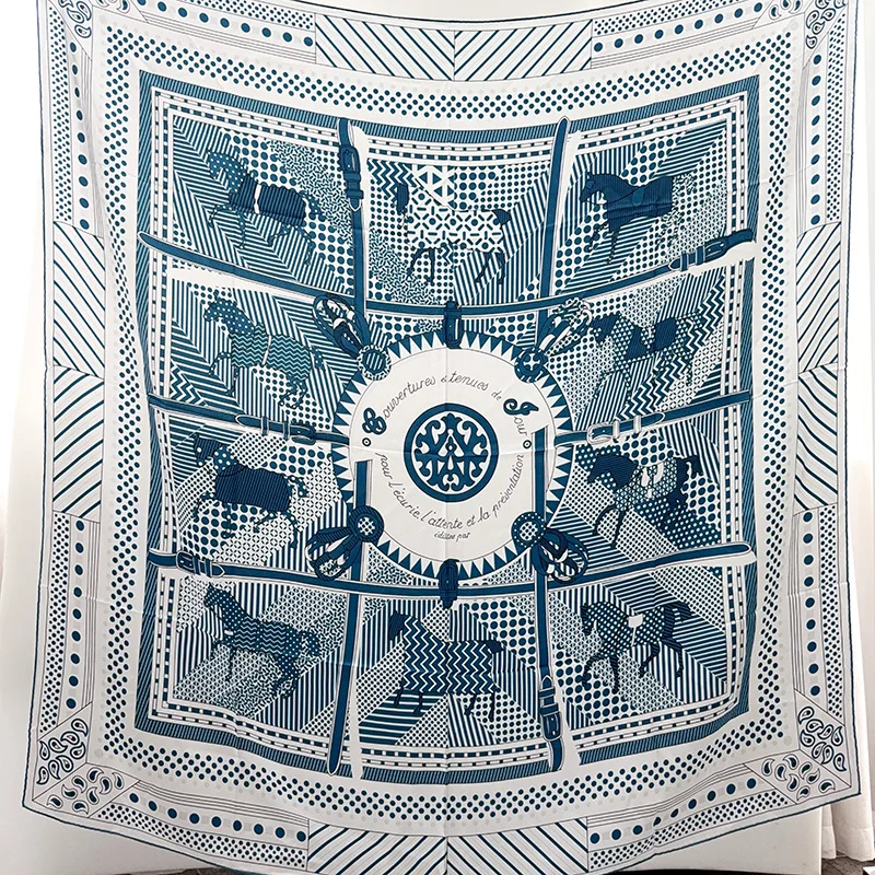 

Orange 140cm Silk Scarf Luxury Designer Women Square Large Bandanas Hand Rolled Shawls Foulard Luxury Head Hair Decoration