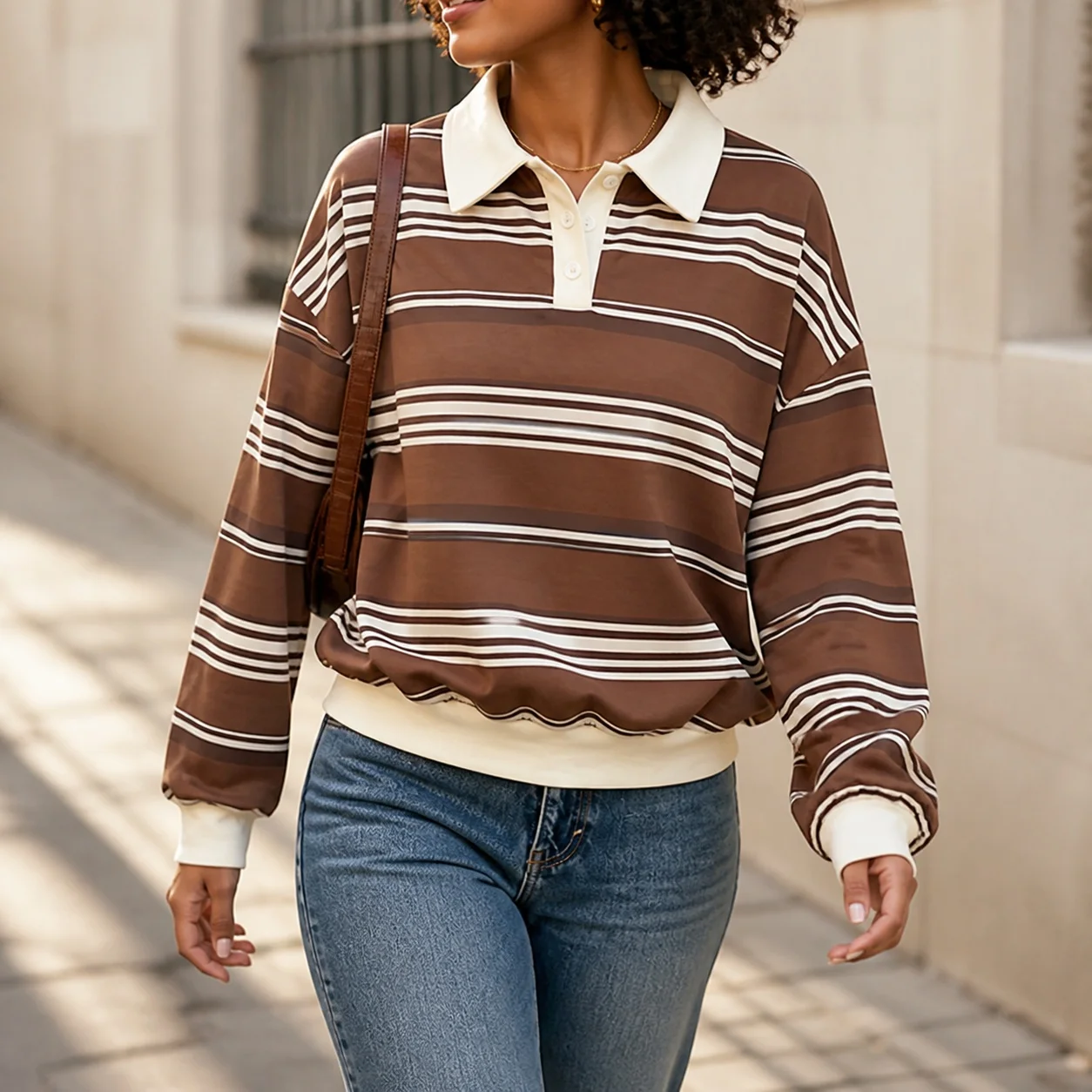 Striped T Shirt Pullover Loose Fit Streetwear with Regular Sleeve Top Literary Retro No Hood Standard Length Women T Shirt