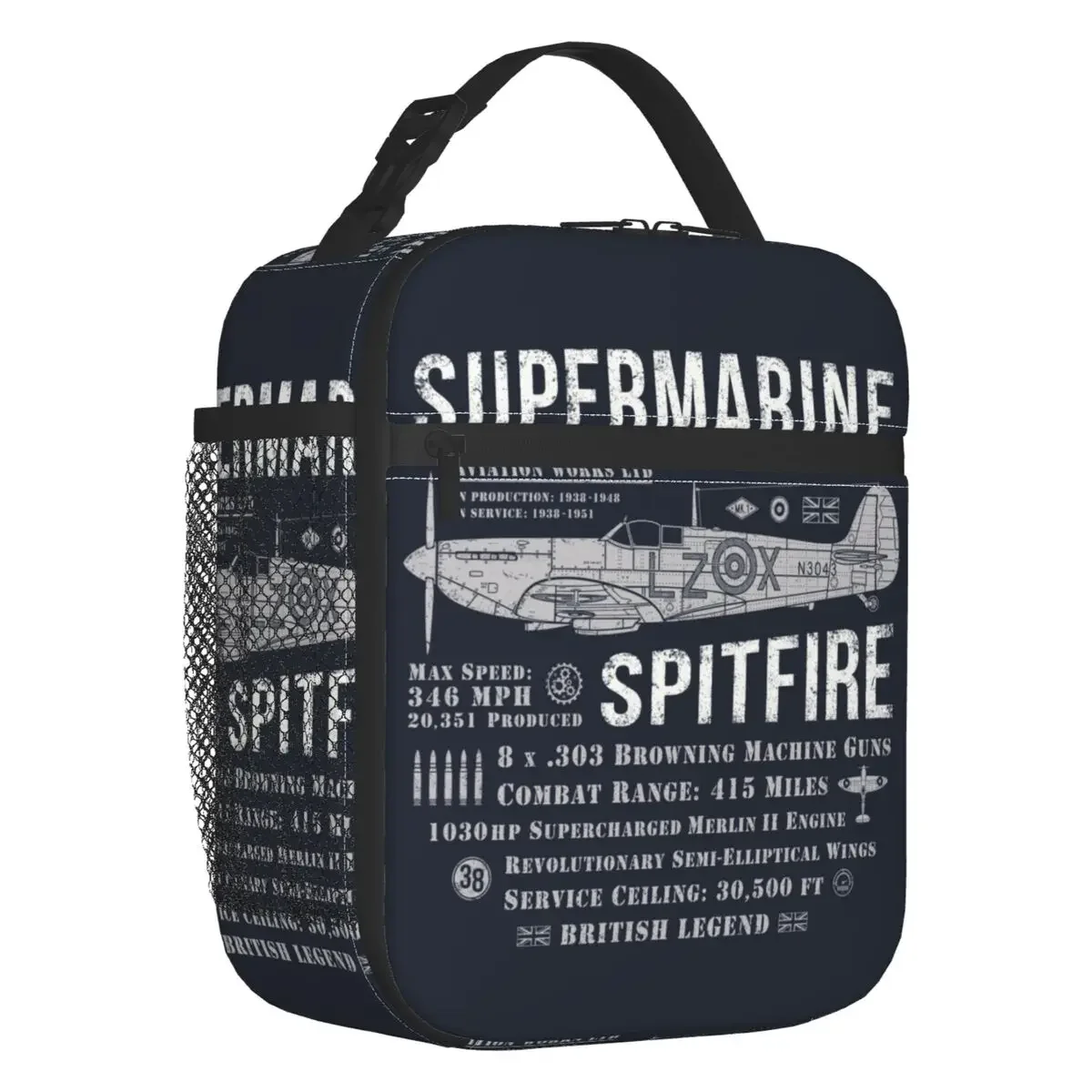 Supermarine Spitfire Insulated Lunch Bag Portable Fighter Plane WW2 War Pilot Aircraft Airplane Thermal Cooler Lunch Box Office