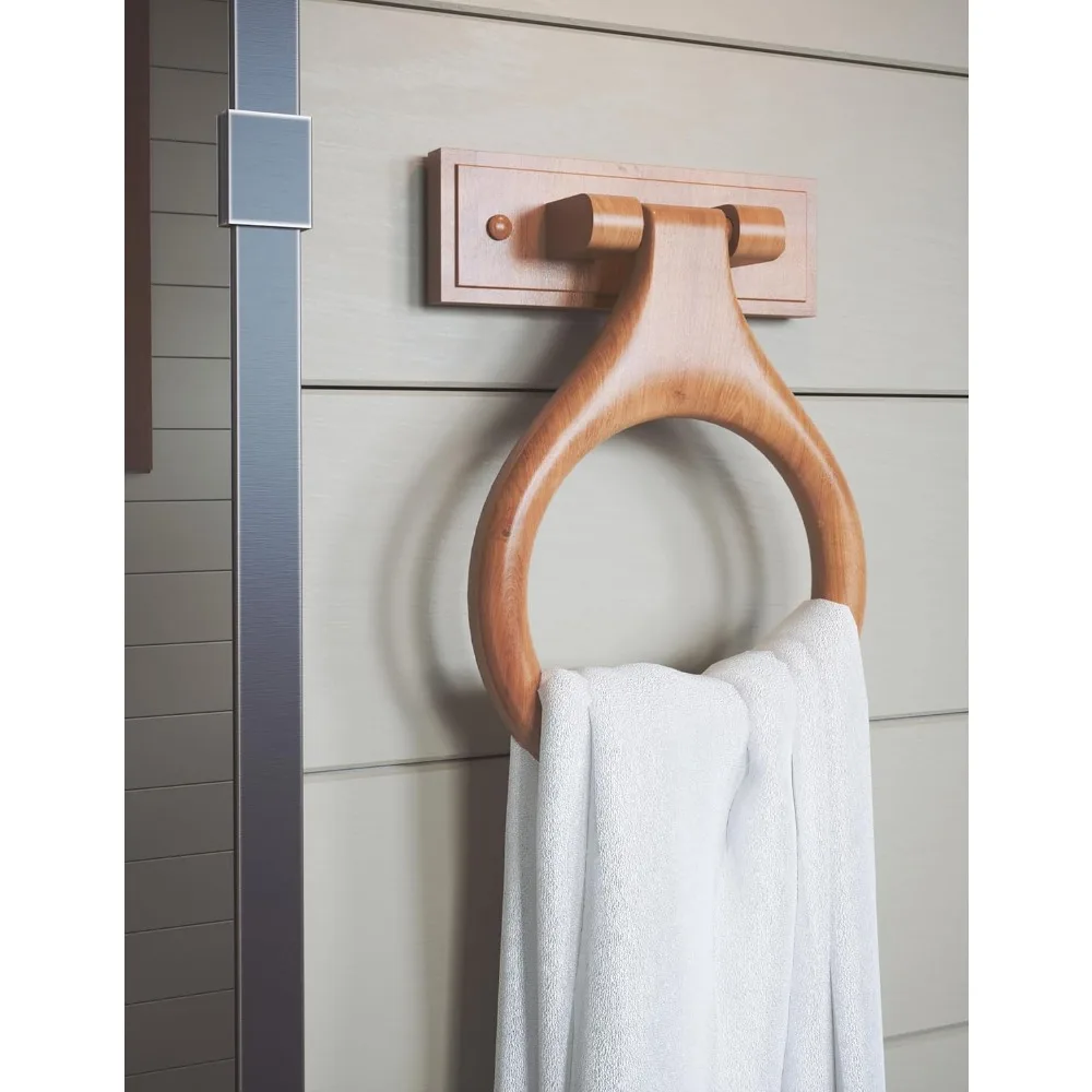 Toallero de pared para baño, resistente y fácil de instalar, roble miel