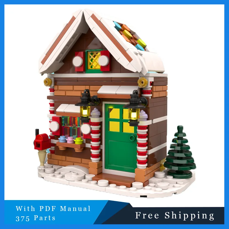 

375 деталей, серия в праздничном стиле, небольшой магазин, строительные блоки, сделай сам, детская образовательная модель, игрушки для мальчиков и девочек, подарок на Рождество и день рождения