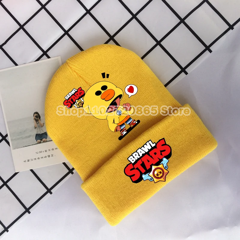 Leon Knitted Hat Cartoon Anime Game Shelly Figure Boys Cold Caps Headdress Simple Wool Warm Cute Winter Hats Kids Birthday Gift