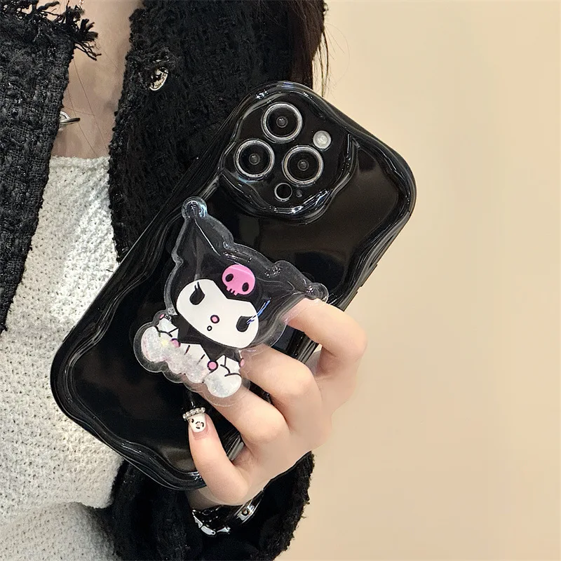 Cute Cartoon Squishy Holder Phone Case For iPhone16 14 13 15Pro 12 11 Xsmax 78Plus SE2 XR Soft Full Cover Skinny Capa Protection