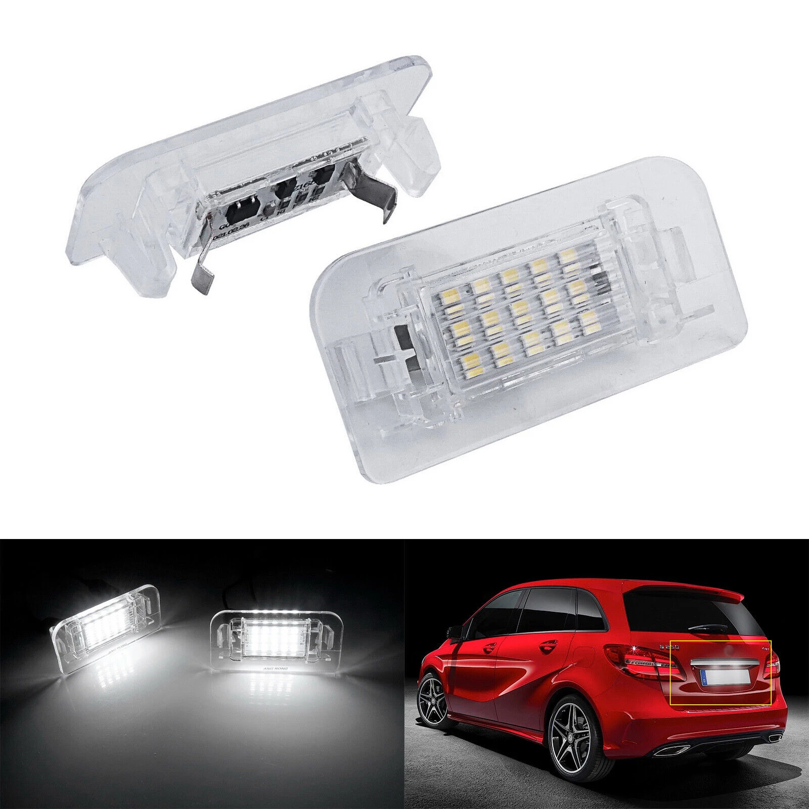 2pcs Fit For Mercedes Benz B-Class W246 W242 Canbus LED Car License Plate Number Lights