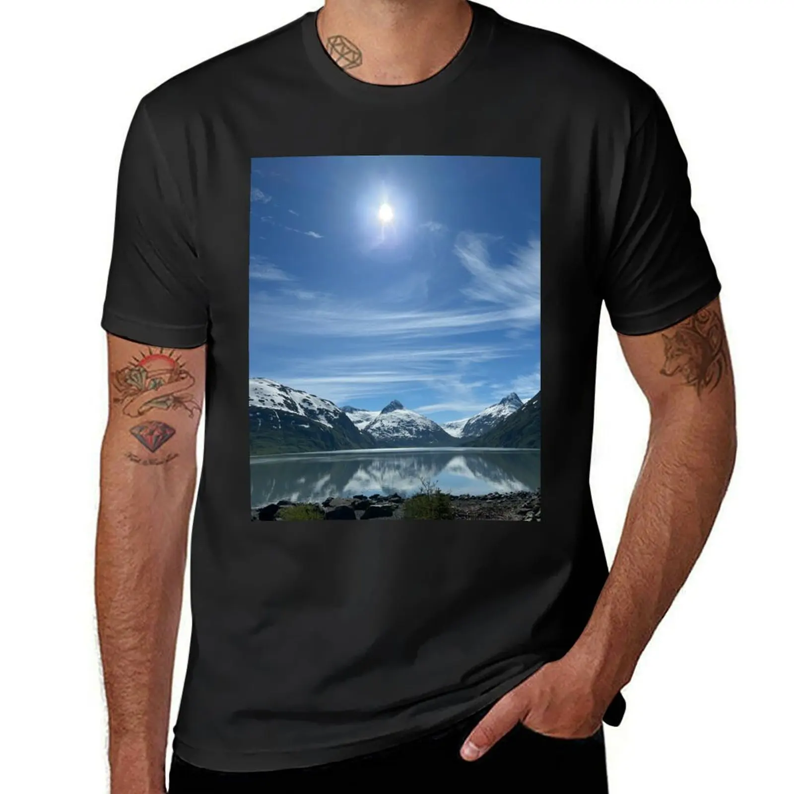 Mountain Reflection in water T-Shirt summer clothes hippie clothes animal prinfor boys summer tops mens cotton t shirts