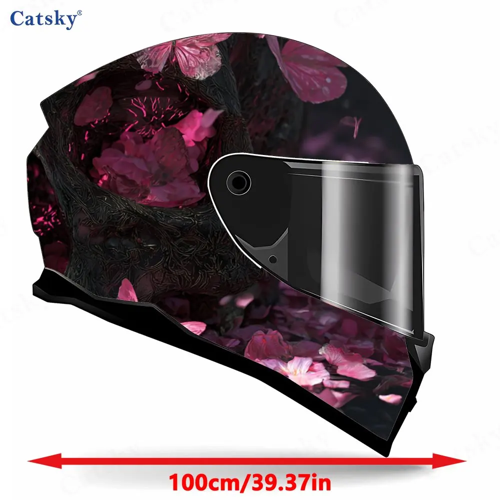 Dreamy Pink Skull Print Helmet stickers , PVC Material Multifunctional Helmet Stickers, Scratch-Resistant & Fade-Proof, Easy to