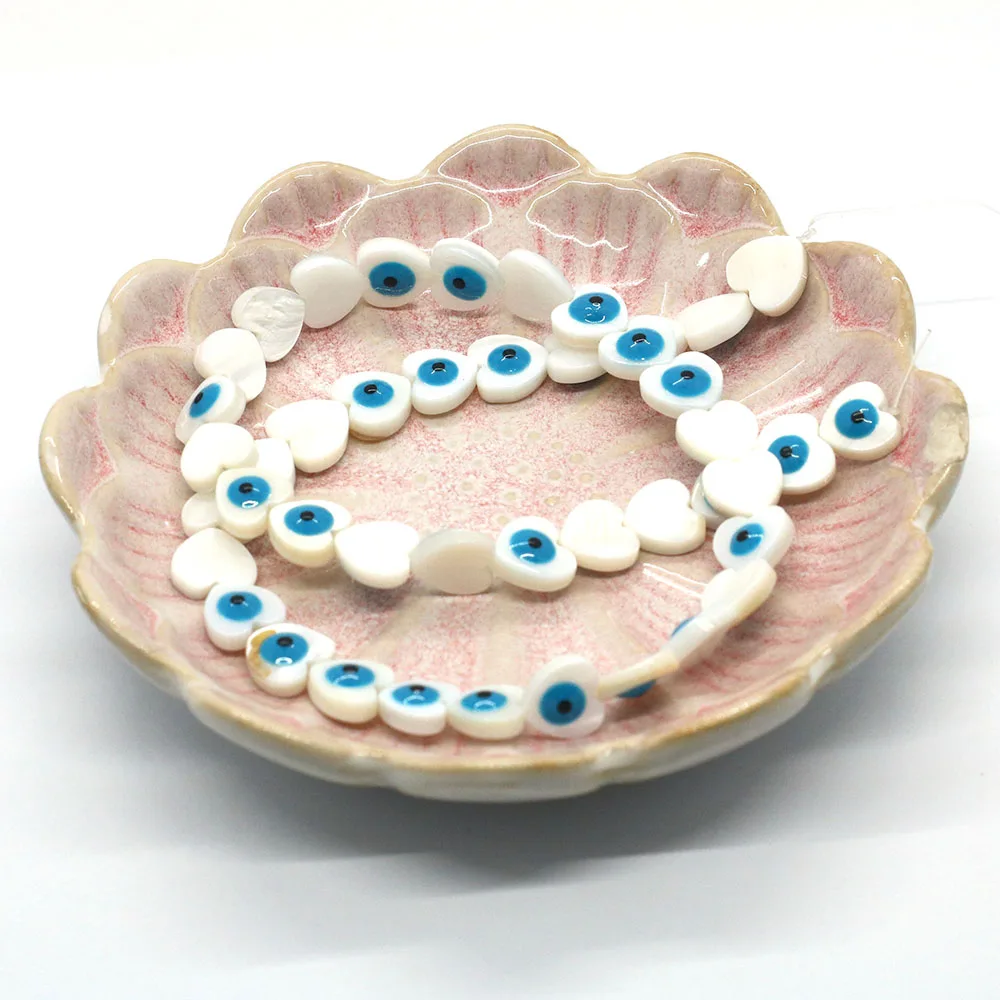 

Natural Freshwater White Shell Polished Heart-Shaped Straight Holes Loose Single-Sided Beads Blue Epoxy Resin DIY Jewelry