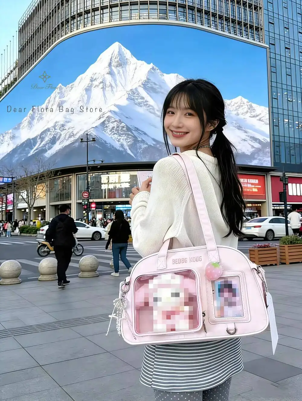 

Новая сумка-кроссбоди Y2K в стиле милой лолиты с принтом в горошек, большая вместительная прозрачная сумка-тоут для девочек, сумка через плечо для самостоятельного декорирования, повседневная сумка-тоут