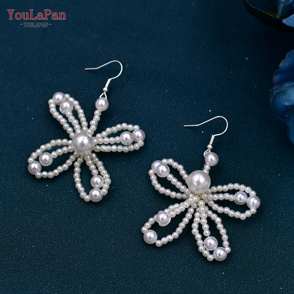 YouLaPan Queen Crown Pearl Beaded Flowers Headband Bridal Jewelry Tiara Headdresses Woman Accessories for Wedding Tiaras HP487