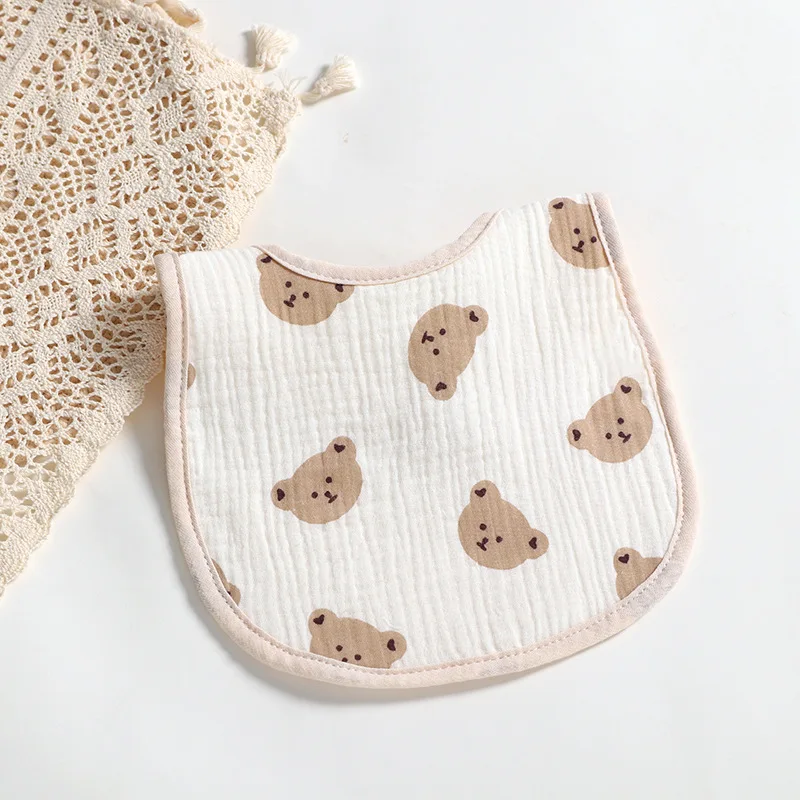 Newborn Infant Bibs Cotton Print Saliva Towel With Buttons Toddler Boy Girls Feeding Bibs
