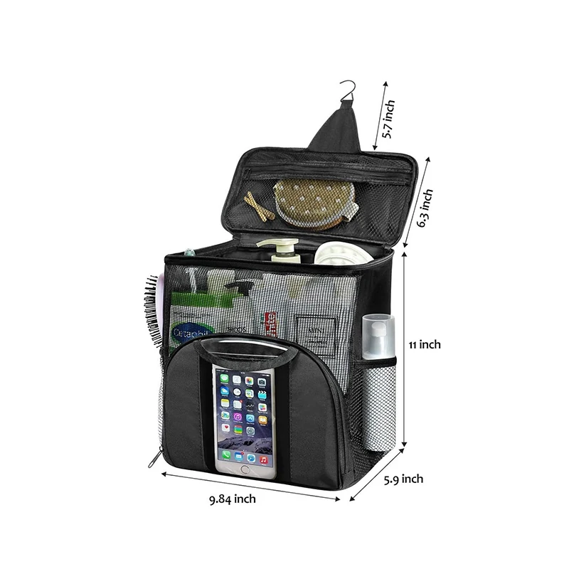 Waterproof Bathroom Organizer Capacity Hanging Toiletry Bag With Handle Multiple Compartments For Quick-drying Shower Caddy